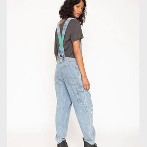 Sandrine Rose x Free People Distressed Denim Overalls Size M NWT